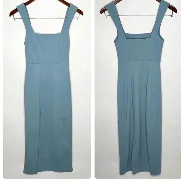 NWT Show Me Your MuMu Eden Midi Dress in Dusty Sage Blue Stretch - Picture 2 of 8